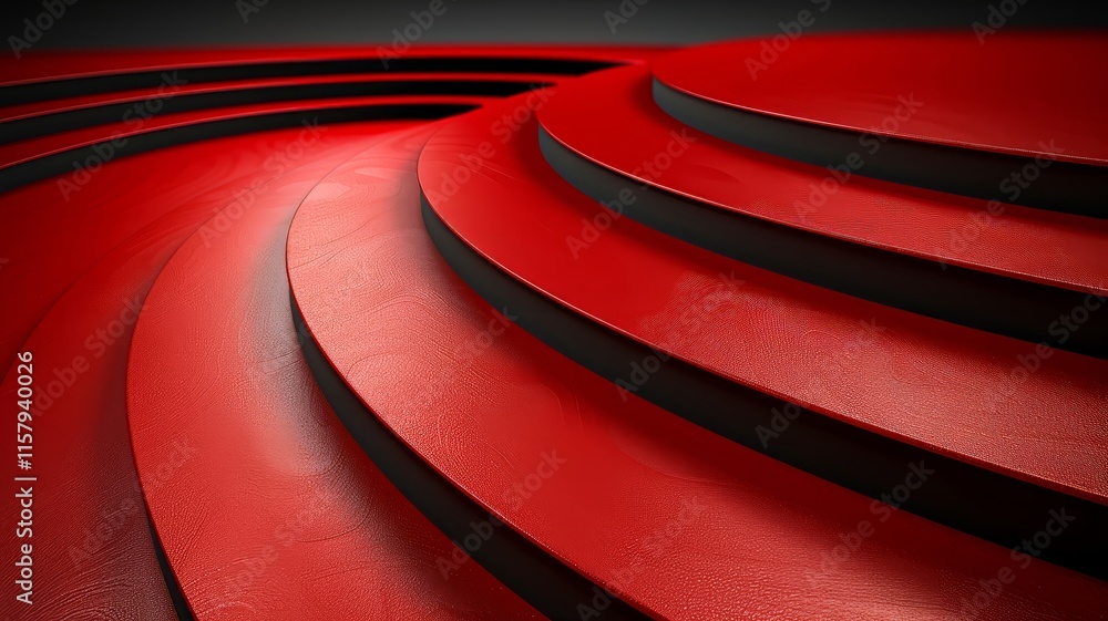 Poster curved red stairs create a bold visual statement in modern architecture