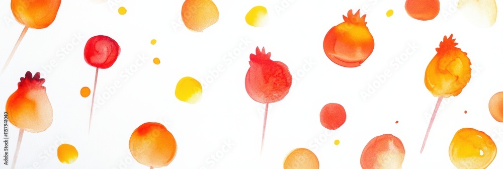 Poster vibrant rooster shaped lollipops with colorful splashes and ample space for creative layout design. 