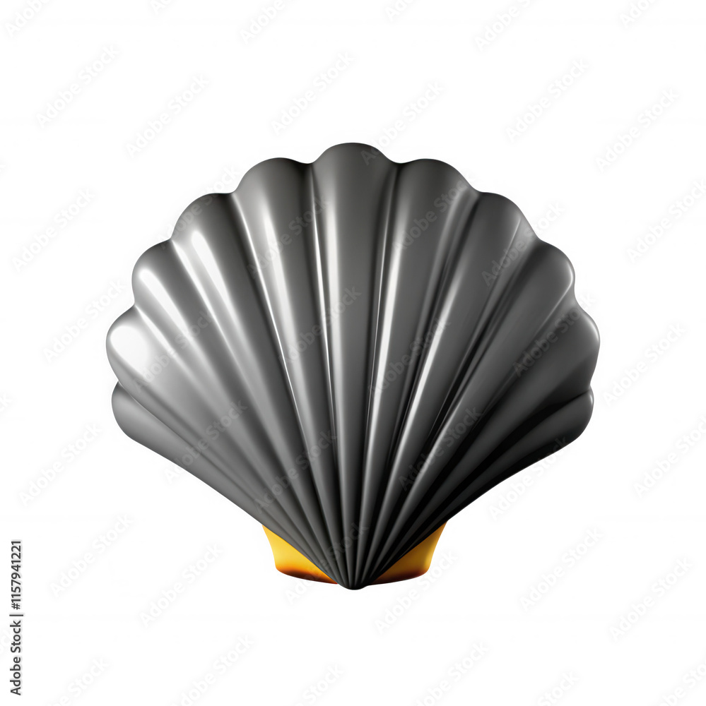 Poster a sleek, shiny 3d model of a shell, showcasing its elegant curves and texture. the shell appears mod