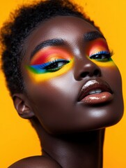 Vibrant Portrait of a Woman with Bold Makeup