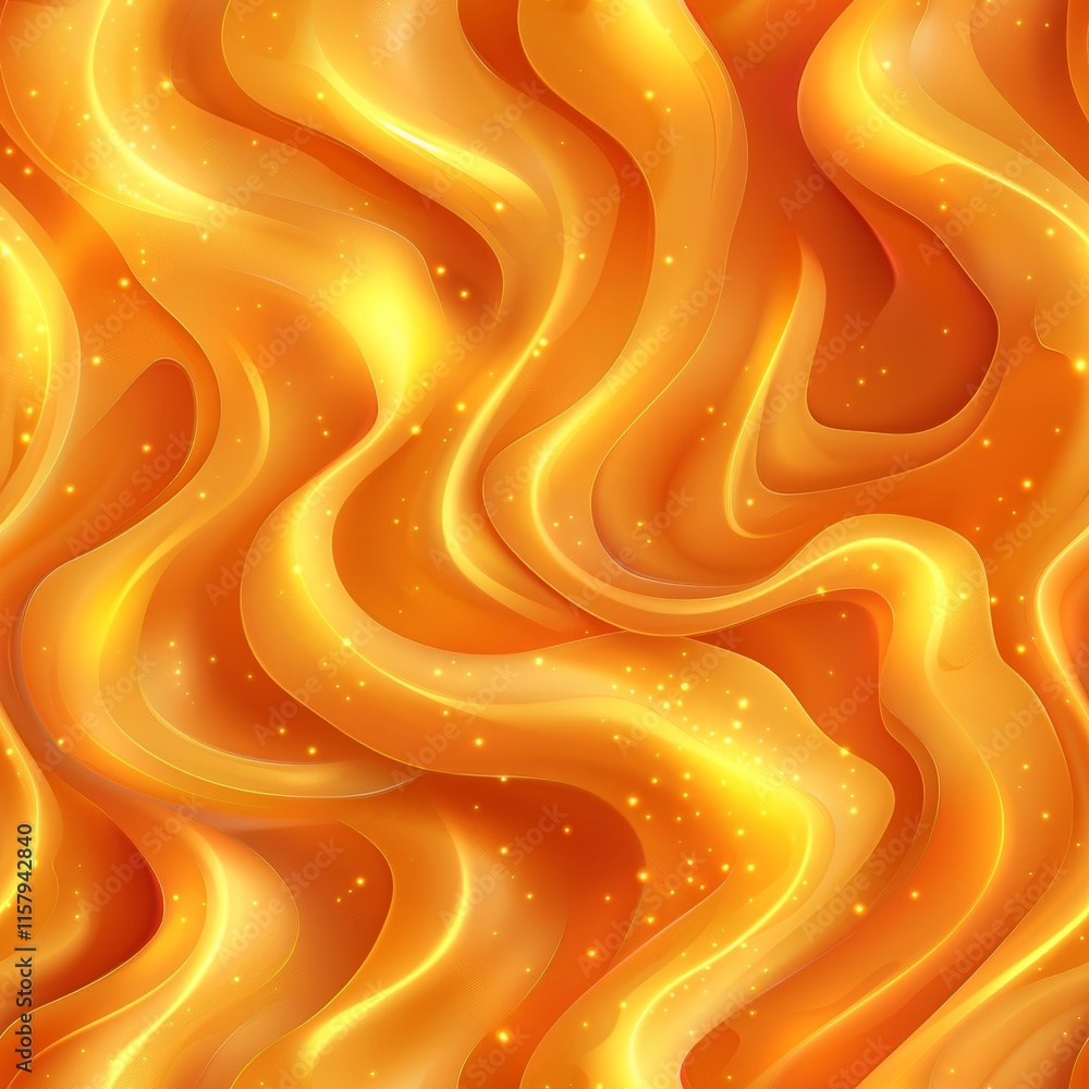 Poster vibrant orange waves undulate gracefully, featuring shimmering highlights that create a luminous eff