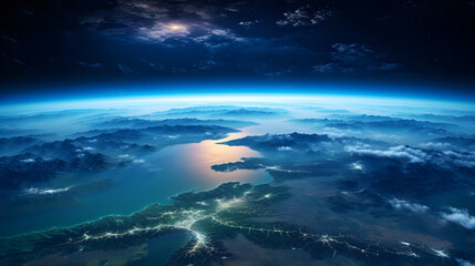 Fototapeta premium Pristine View of Earth’s Mesmerising Beauty from Unraveling Infinity of Space