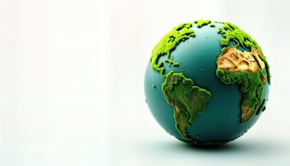 Fototapeta premium Green planet earth concept image. Eco friendly globe covered in green grass. Sustainable development design. Global nature conservation concept. Visual representation for eco campaigns. Illustrative