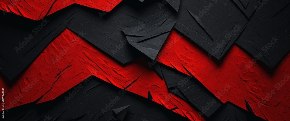Poster abstract red and black geometric pattern with textured layers