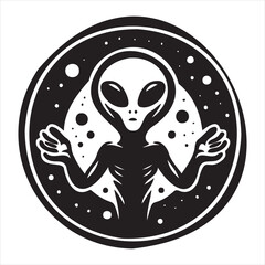A playful alien icon with a modern and minimalistic design, featuring a unique extraterrestrial face. Perfect for sci-fi themes, gaming, technology projects, and creative branding.