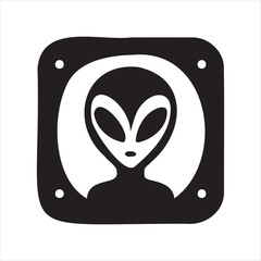 A playful alien icon with a modern and minimalistic design, featuring a unique extraterrestrial face. Perfect for sci-fi themes, gaming, technology projects, and creative branding.