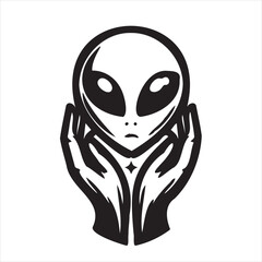 A playful alien icon with a modern and minimalistic design, featuring a unique extraterrestrial face. Perfect for sci-fi themes, gaming, technology projects, and creative branding.