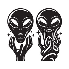 A playful alien icon with a modern and minimalistic design, featuring a unique extraterrestrial face. Perfect for sci-fi themes, gaming, technology projects, and creative branding.