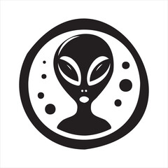 A playful alien icon with a modern and minimalistic design, featuring a unique extraterrestrial face. Perfect for sci-fi themes, gaming, technology projects, and creative branding.
