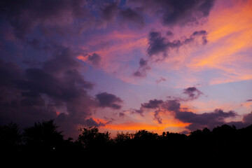 Beautiful view of cloudscape in the evening during twilight hour