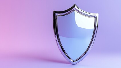 A shiny shield against a gradient background, symbolizing protection.