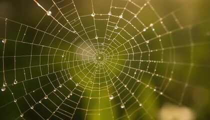 Obraz premium Dewdrops on Spiderweb Nature Macro Photography Close Up
