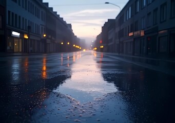 Rainy Window with Dreamy Cityscape Reflections

