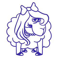 Sheep Insults Girl Woman Bad Look Pretty Mad Crazy Design Lover Art Vector Illustration Card T-Shirt Poster Sticker Graphic Print Decorative Drawing Isolated Logo Decoration Symbol Creative Cool Style