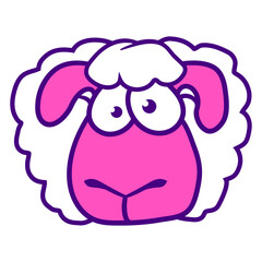Stupid Sheep Face Head Funny Anxious Cool Stare Design Lover Art Vector Illustration Card T-Shirt Poster Sticker Graphic Print Decorative Drawing Isolated Logo Decoration Symbol Creative Cool Style
