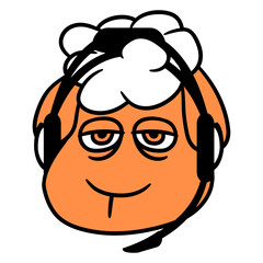 Sheep Gamer Headset Call Center Nerd Sad Game Cool Design Lover Art Vector Illustration Card T-Shirt Poster Sticker Graphic Print Decorative Drawing Isolated Logo Decoration Symbol Creative Cool Style
