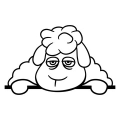Naklejka premium Sheep Tired Bored Behind Fence Wall Sign Looking Design Lover Art Vector Illustration Card T-Shirt Poster Sticker Graphic Print Decorative Drawing Isolated Logo Decoration Symbol Creative Cool Style 