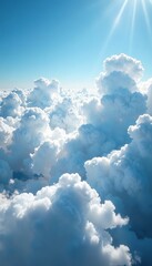 A delicate veil of clouds veils the radiant blue above, light and airy, clouds, serene scene