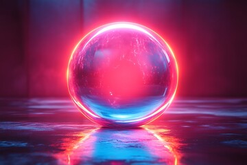 Illuminated Glass Sphere Reflecting Earthlike Surface