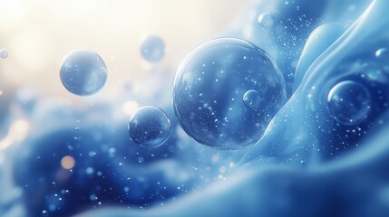 Exploring the Serenity of Bubbles in a Blue Liquid Environment