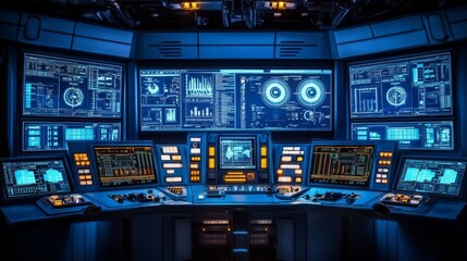 Futuristic Control Center with Advanced Technology