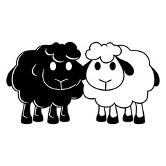 Two Sheep Friends Couple 2 Team Crew Small Baby Design Lover Art Vector Illustration Card T-Shirt Poster Sticker Graphic Print Decorative Drawing Isolated Logo Decoration Symbol Creative Cool Style
