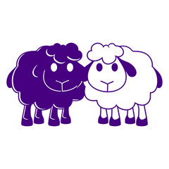 Two Sheep Friends Couple 2 Team Crew Small Baby Design Lover Art Vector Illustration Card T-Shirt Poster Sticker Graphic Print Decorative Drawing Isolated Logo Decoration Symbol Creative Cool Style
