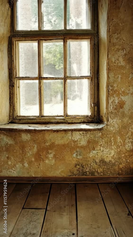 Poster light filtering through an old window in a rustic room creates a serene atmosphere