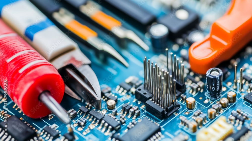 Poster precision tools in electronics workshop environment
