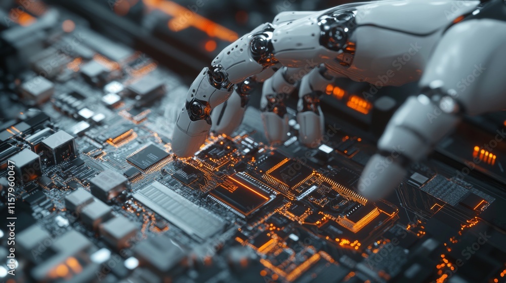 Poster robotic hands assembling modular circuit boards