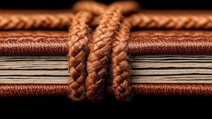 Leather-bound vintage book, aged cover and textured pages, isolated close-up, symbolizing timeless history and literary charm