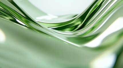 Abstract green glass curves creating a fluid, modern aesthetic.