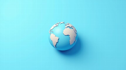 A minimalist earth globe with a shopping cart overlay, symbolizing global e-commerce, on a solid...