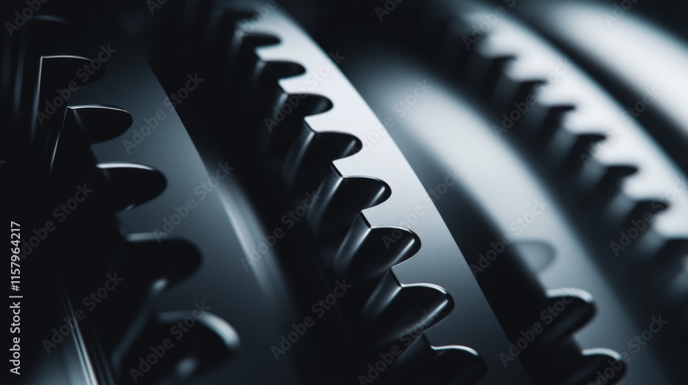 Poster close-up view of interlocking gears in industrial machinery showcasing precision engineering and mec