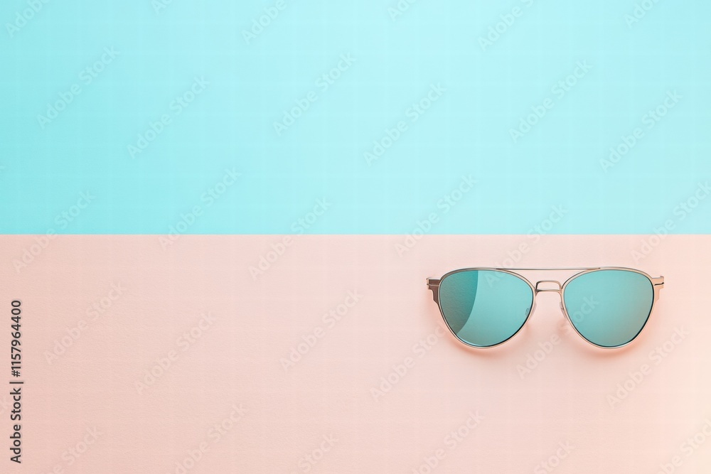 Poster trendy sunglasses positioned on pastel background creating ideal space for creative text and adverti