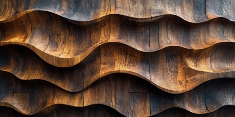 Elegant wooden waves natural environment high-definition wood background artistic panorama view