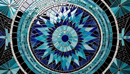 Fototapeta premium Abstract Blue and Black Mosaic Tile Art Design