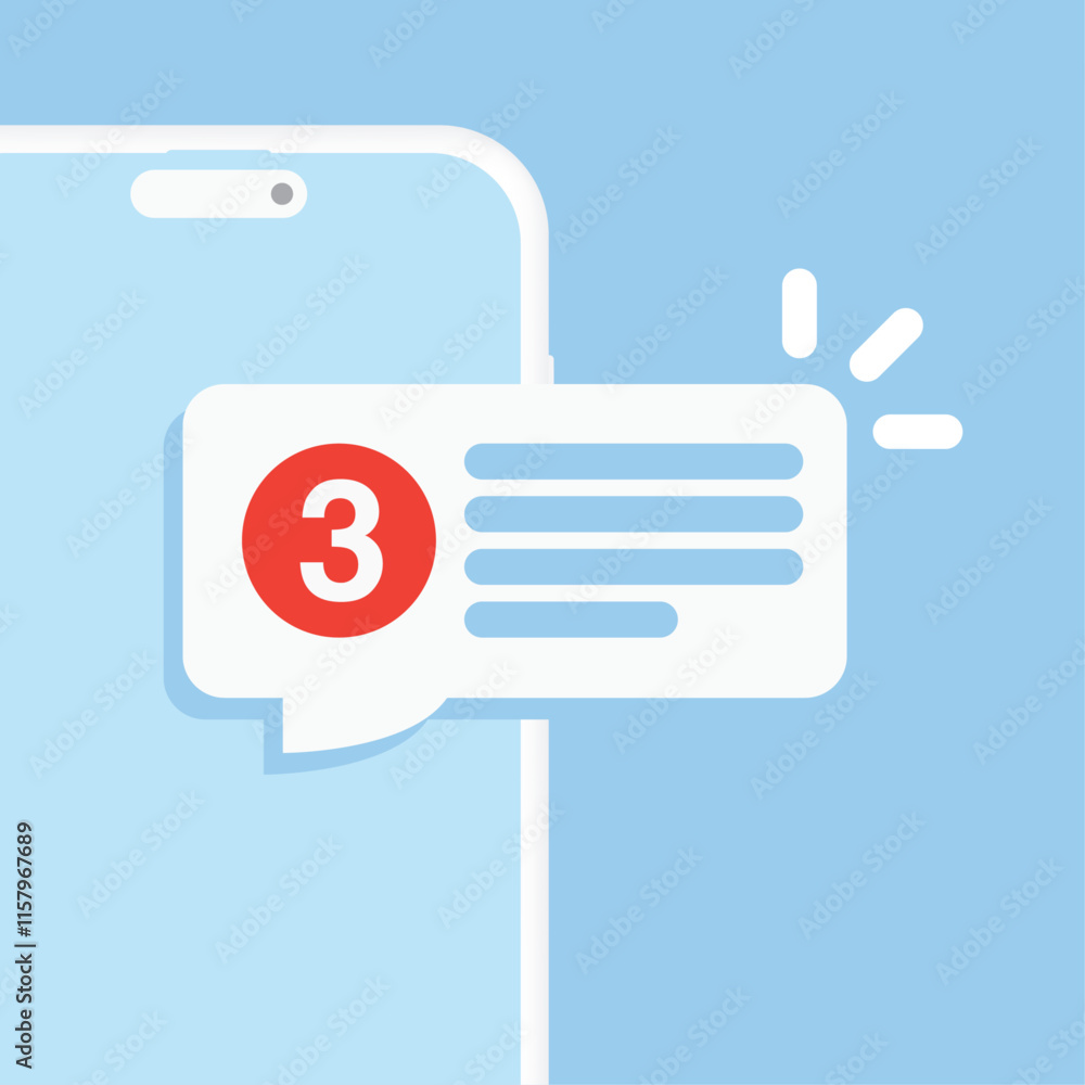 Aufkleber smartphone with message notifications concept. smart mobile phone with reminder sign on isolated bac