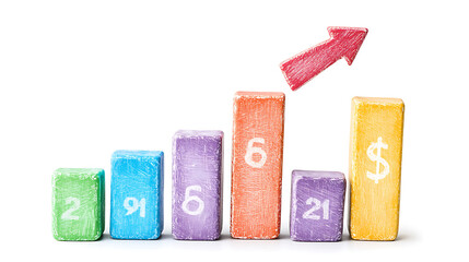 Financial chart showing growth in dividends with colorful blocks