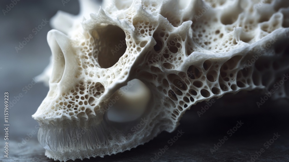 Aufkleber intricate close-up of a complex bone structure showcasing detailed textures and unique organic shape