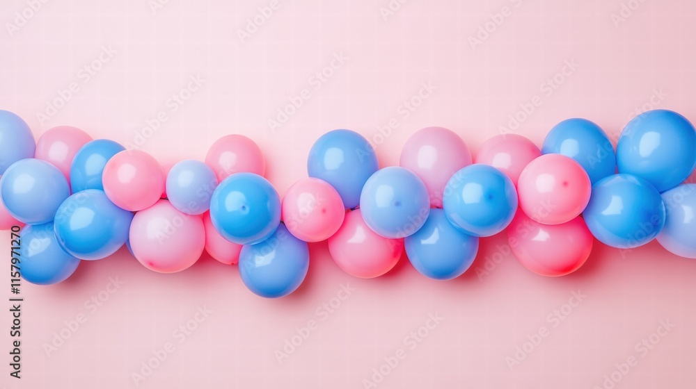 Aufkleber colorful arrangement of pink and blue balloons creates a festive atmosphere with space for text or d