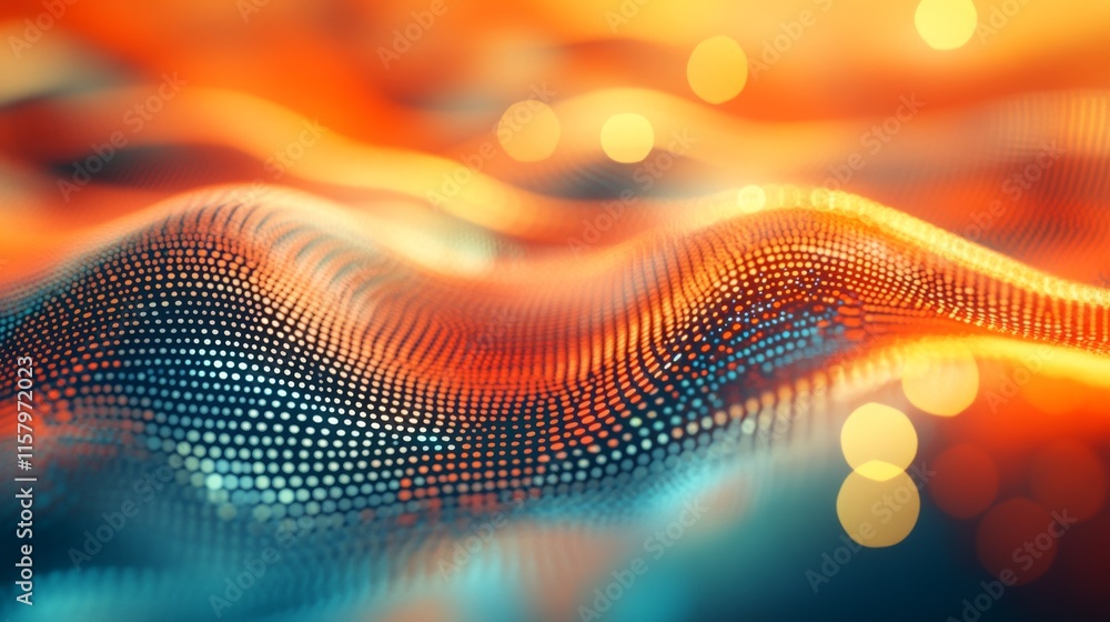 Aufkleber abstract colorful waves with glowing light particles creating a mesmerizing digital landscape in vib