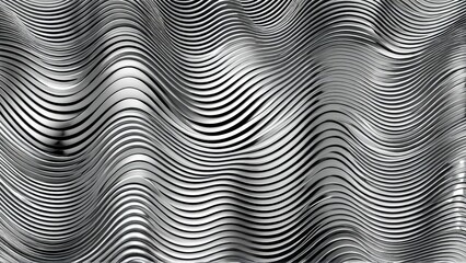 Abstract black and white metallic wavy pattern with intricate symmetry and texture
