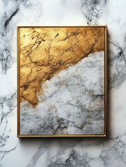 Marble Background Adorned with a Golden Frame