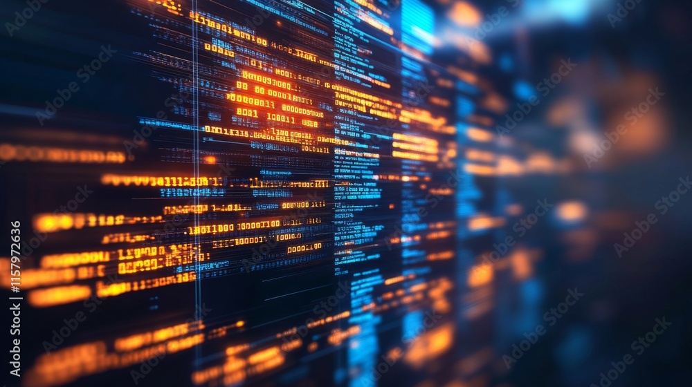 Poster abstract digital data flow background with glowing lines and vivid colors for technology, science, a