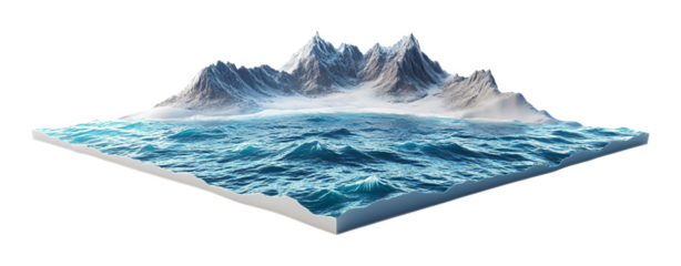 Ocean View Isolated on White Background - Scenic Seaside Landscape