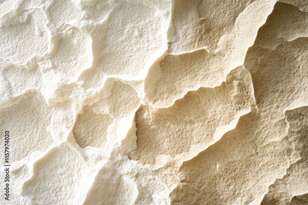 Poster abstract close-up of a textured stone surface with varying shades of beige and white, creating a uni