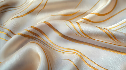 Golden lines form elegant curves on silk, creating a sense of smooth movement. Auriferous. Illustration