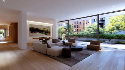 Fototapeta premium Modern Apartment with Breathtaking City Views