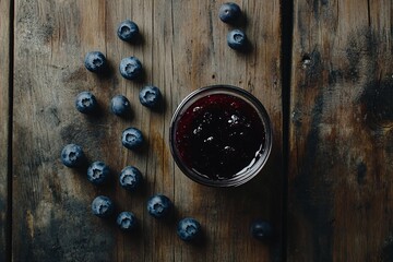 Fototapeta premium jam and fresh blueberries